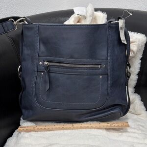 INC. Navy Blue Leather Shoulder Bag